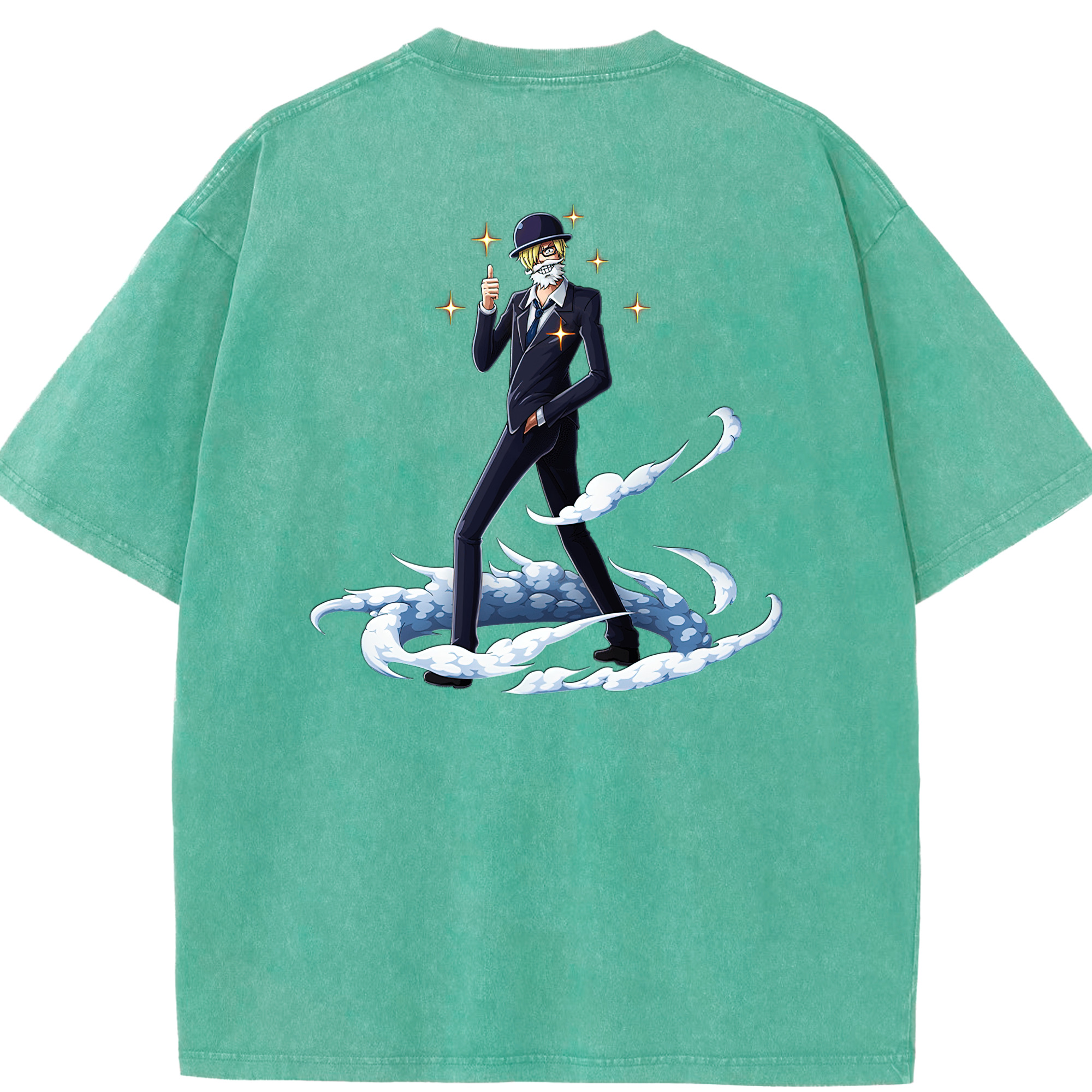 ワンピース サンジ ONE PIECE Sanji 綿100% ヴィンテージ風 半袖Tシャツ（背面プリント）